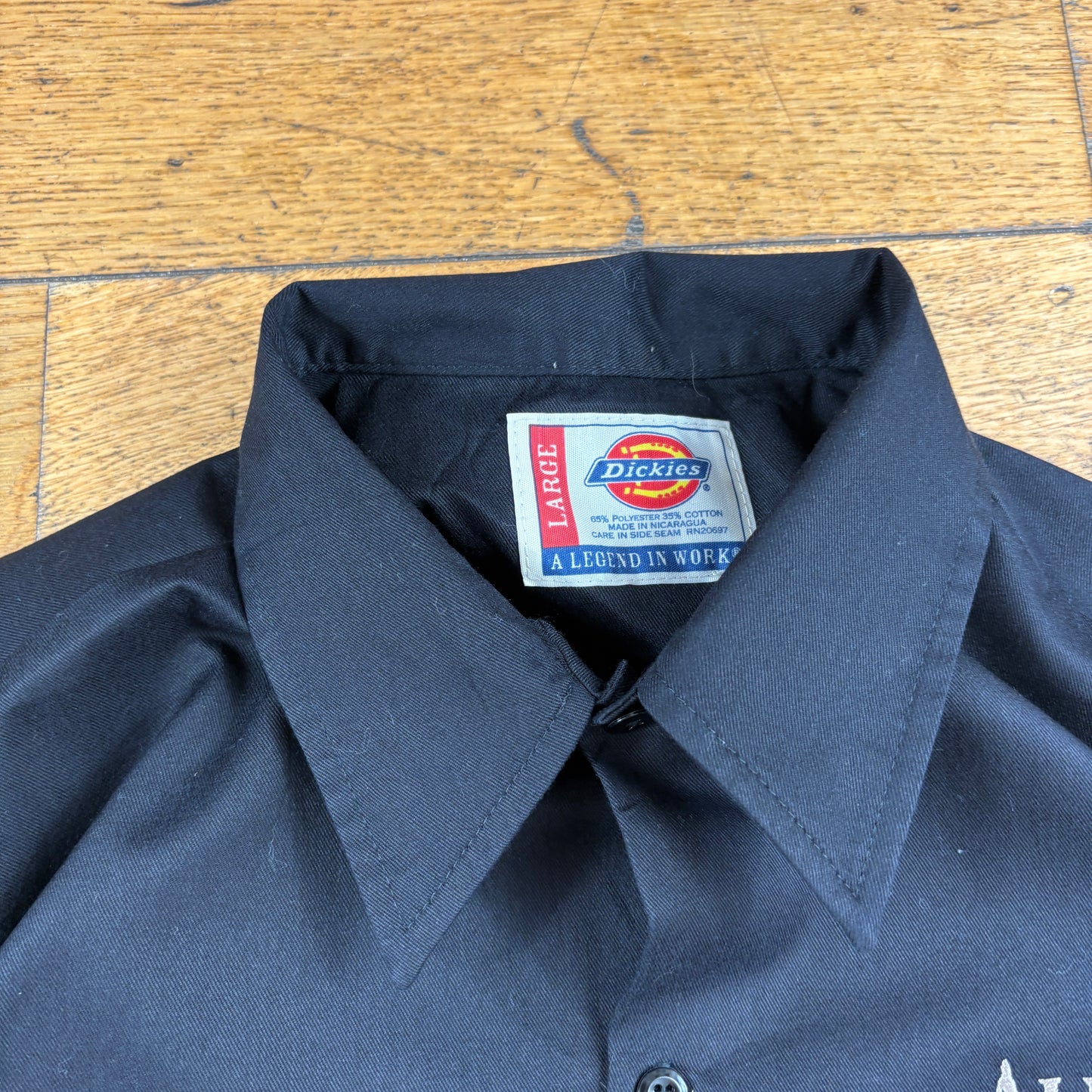 Vintage Dickies Black Short Sleeve Embroidered Workwear Shirt - L