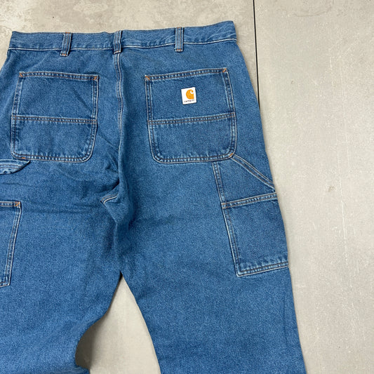 New Carhartt Double Knee Carpenter Baggy Blue Jeans - 36