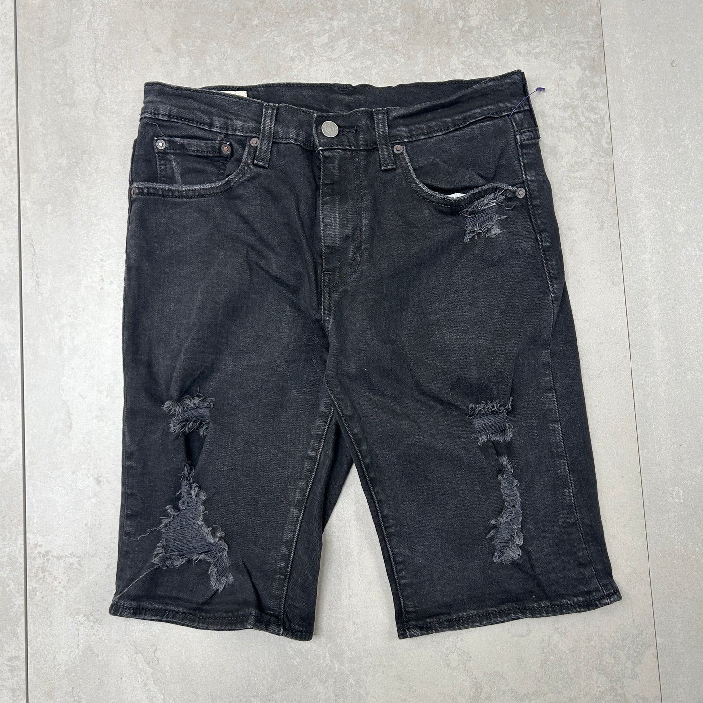 Vintage Levis 502 Black Slim Denim Shorts - 30