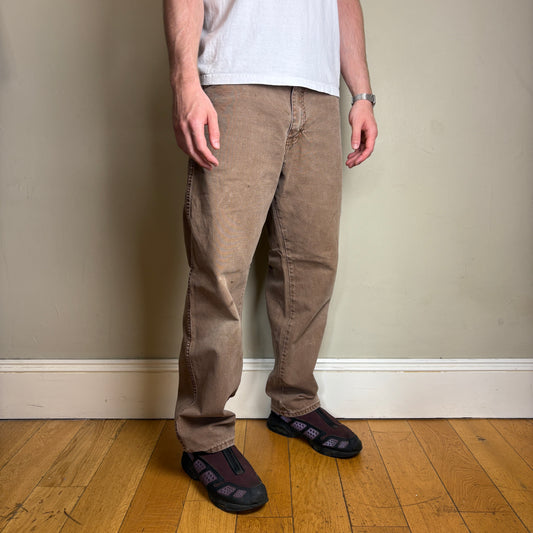 Vintage Dickies Brown Workwear Carpenter Baggy Trousers - 36S