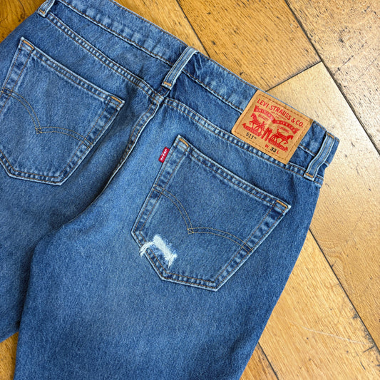 Vintage Levis 511 Slim Blue Denim Shorts - 33