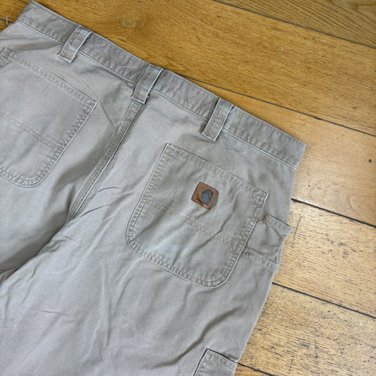 Vintage Carhartt Workwear Light Brown Baggy Carpenter Shorts - 38