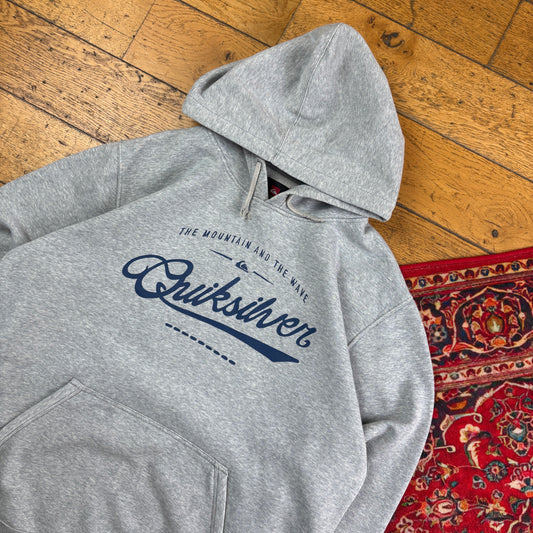 Vintage Quiksilver Grey Surfwear Hoodie Sweatshirt - XL
