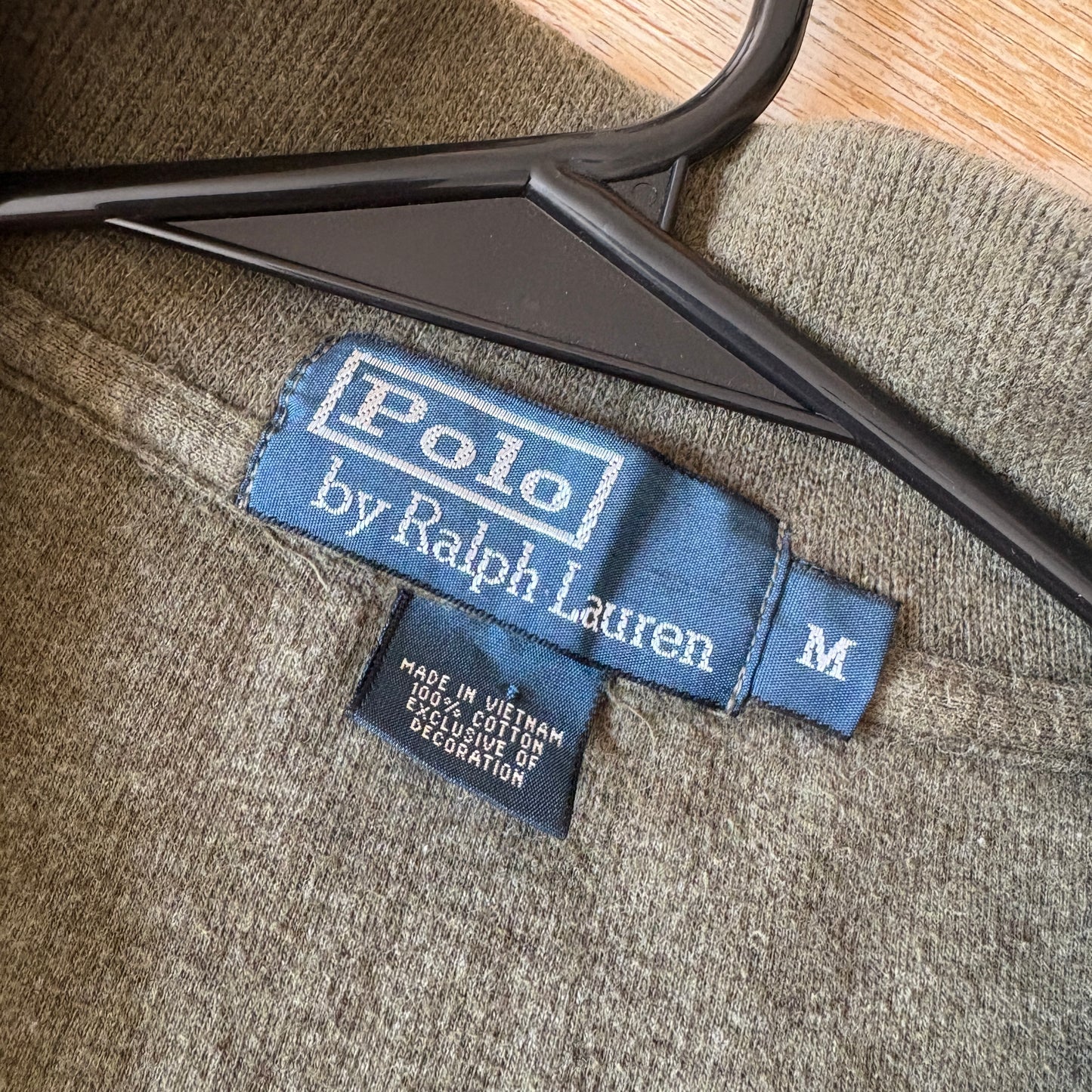 Vintage Ralph Lauren Green Khaki Quarter Zip Knit Jumper - M