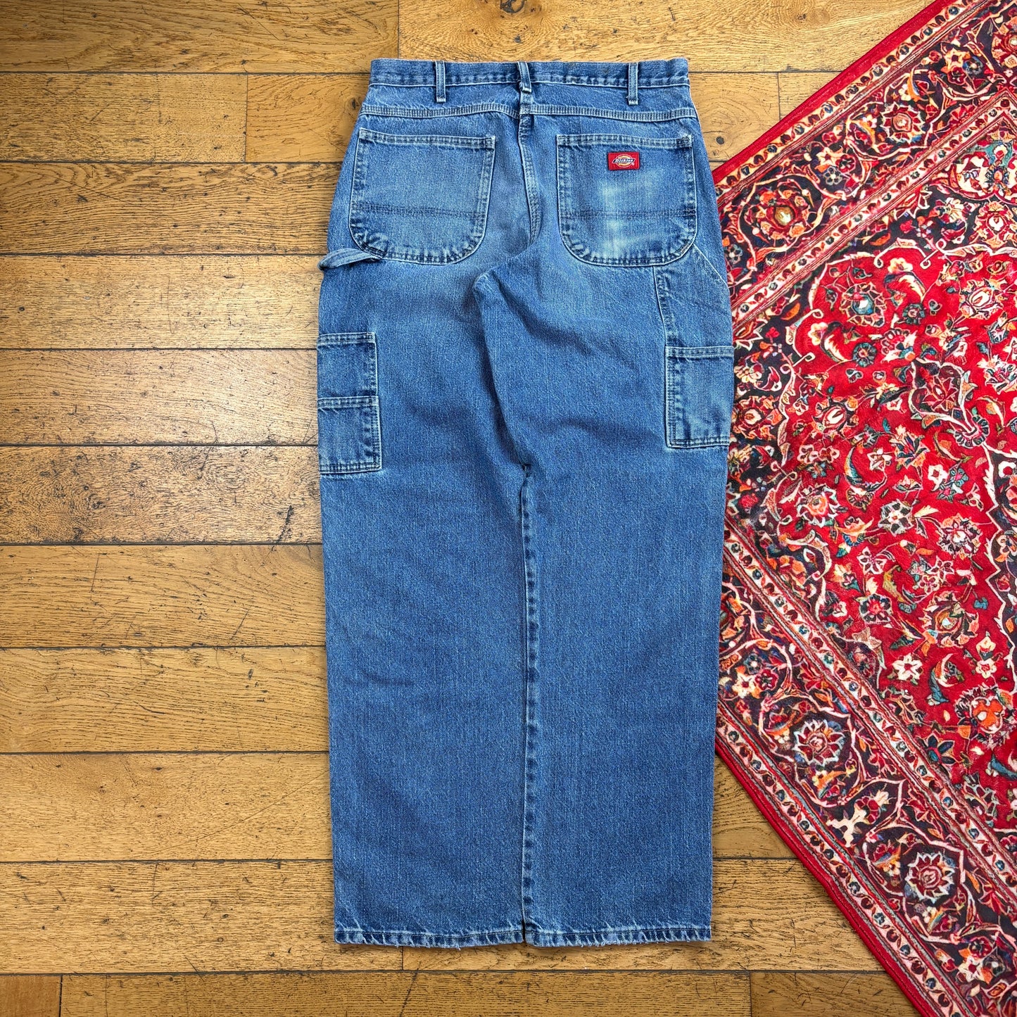 Vintage Dickies Blue Double Knee Workwear Carpenter Baggy Trousers - 33