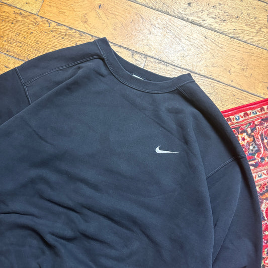 Vintage 90s Nike Black Swoosh Embroidered Sweatshirt - XL
