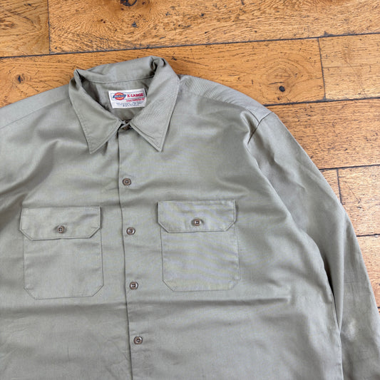 Vintage Dickies Cream Brown Workwear Shirt - XL