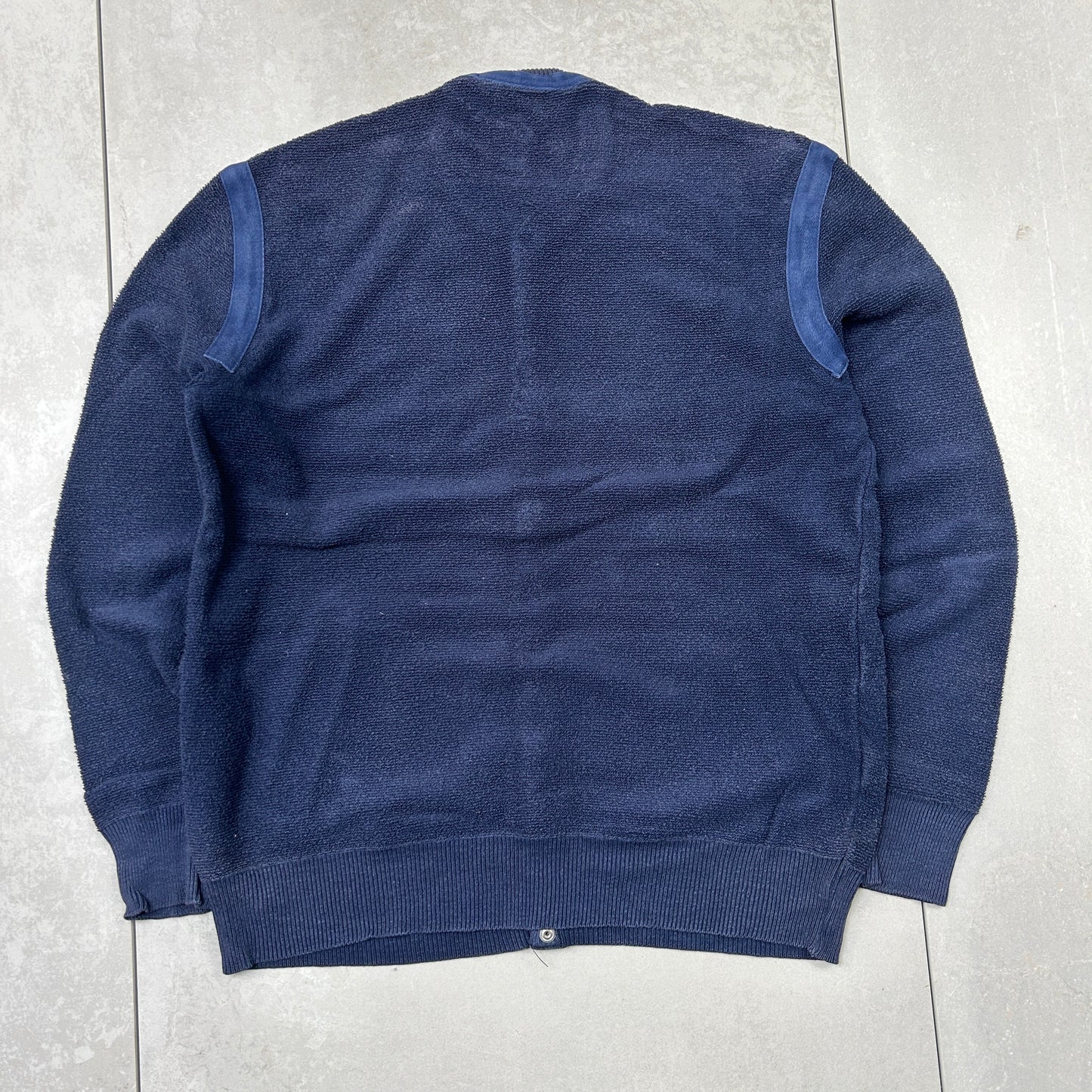 Vintage Sergio Tacchini Navy Embroiderd Cardigan Chunky Knit Jumper - M