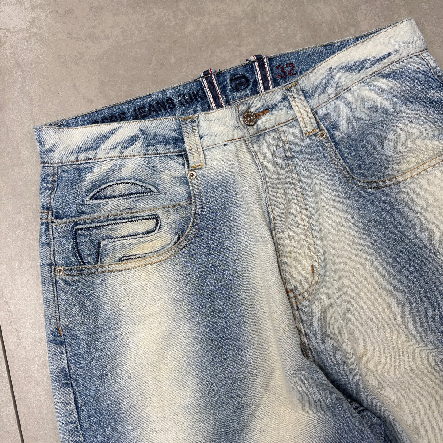Vintage Pepe Jeans Blue Embroidered Hip Hop Baggy Jeans - 34