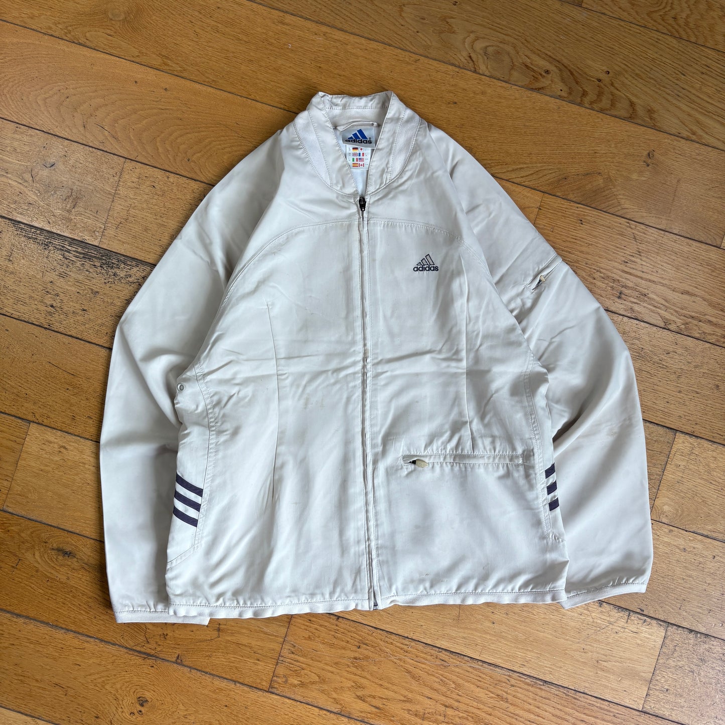Vintage Adidas Cream Womens Tracksuit Track Shell Windbreaker Jacket - Size 10