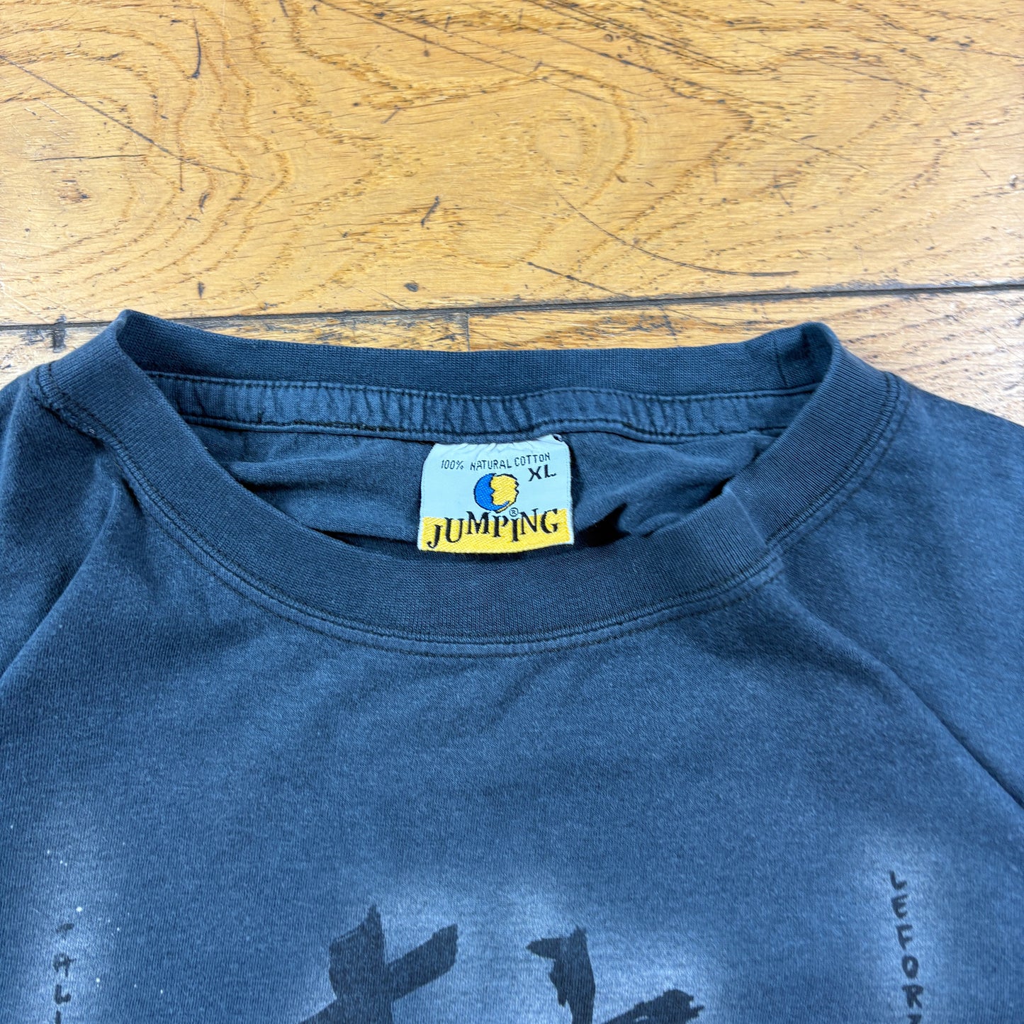 Vintage 90s Chinese Dragon Blue Grey Graphic T-Shirt - L
