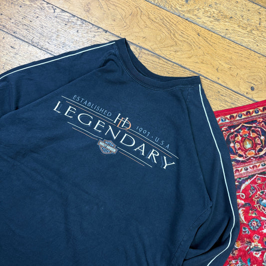 Vintage 2002 Harley Davidson Black Long Sleeve Graphic T-Shirt - L