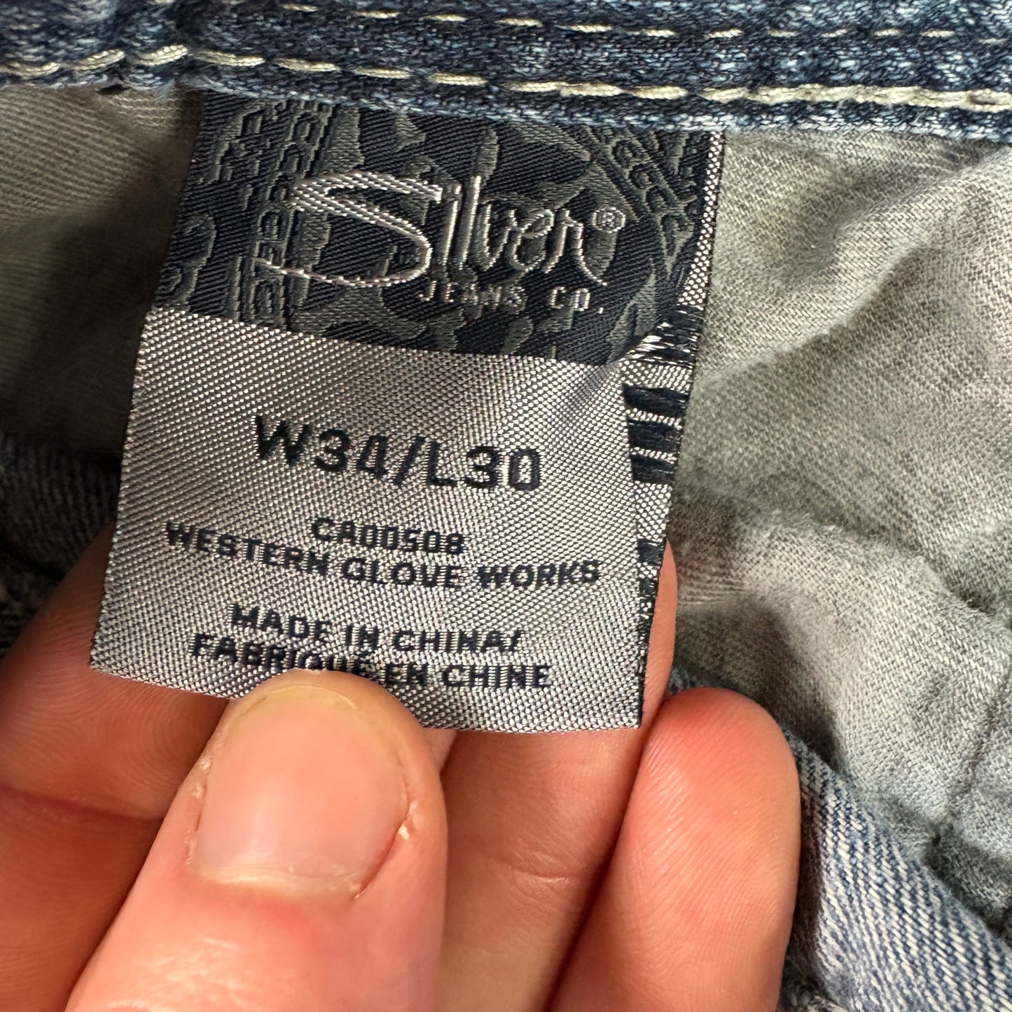 Vintage Silver Jeans Blue Embroidered Y2K Hip Hop Baggy Jeans - 36