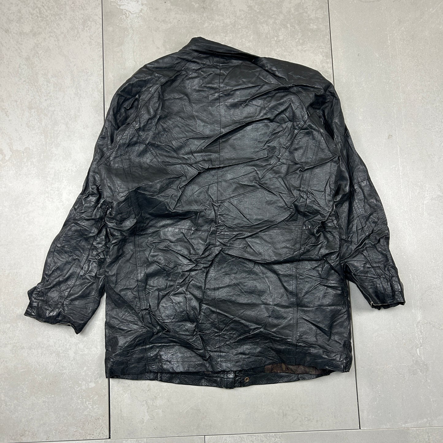Vintage Aviator Pilot Flight Style Black Genuine Leather Bomber Jacket - L