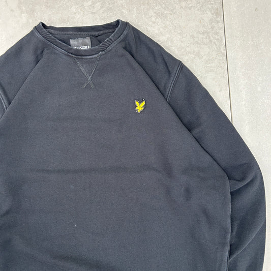 Vintage Lyle and Scott Black Embroidered Sweatshirt - L