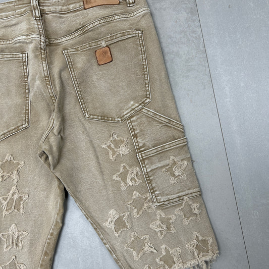 Vintage Embroidered Hip Hop Brown Shorts Jorts - 34