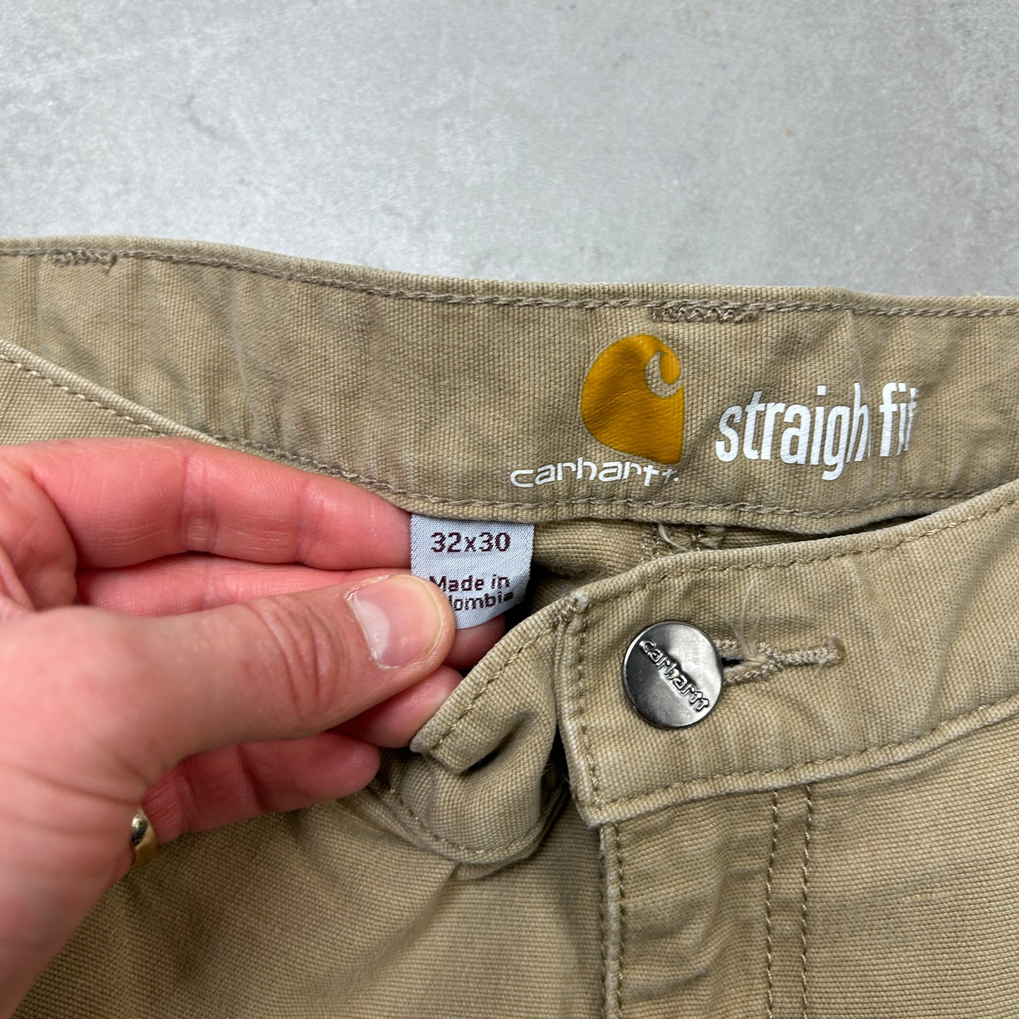 Vintage Carhartt Workwear Carpenter Straight Cream Trousers - 32
