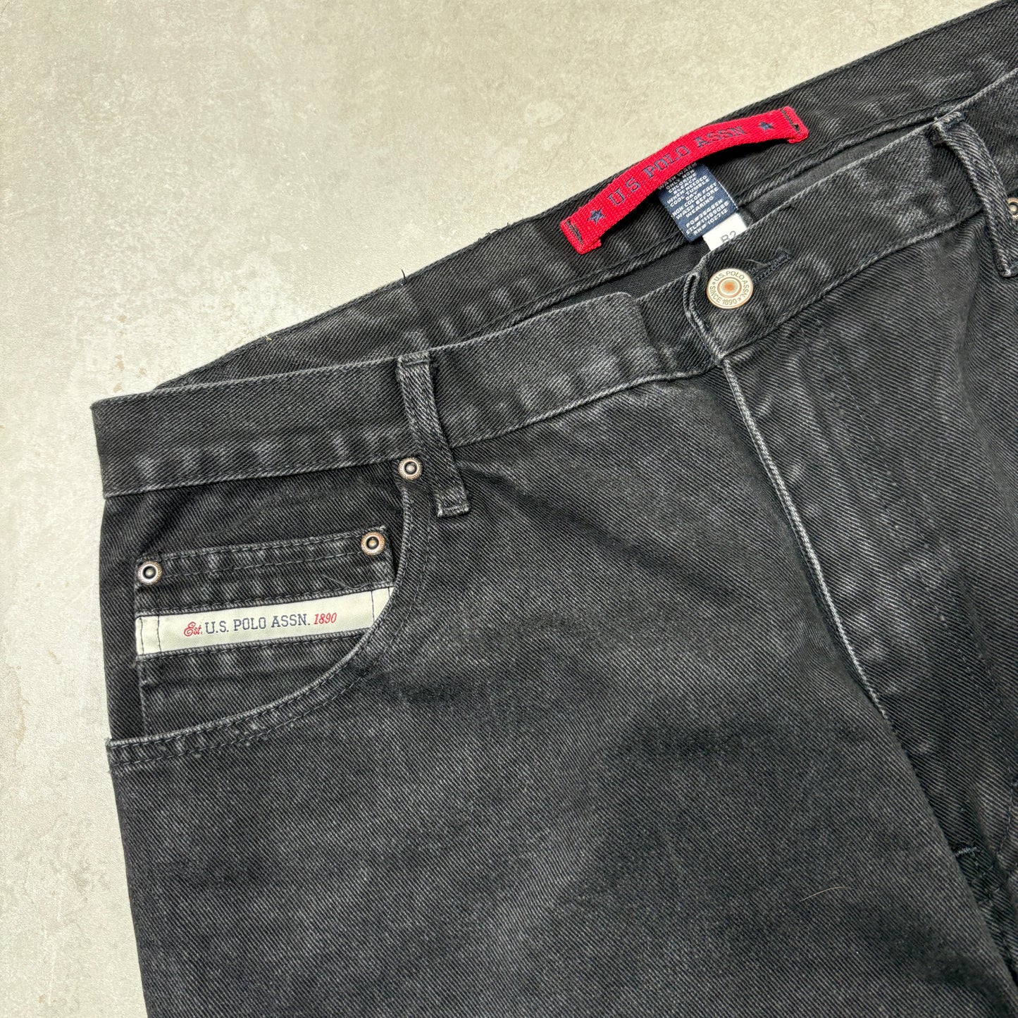 Vintage US Polo ASSN Embroidered Hip Hop Black Baggy Shorts Jorts - 40