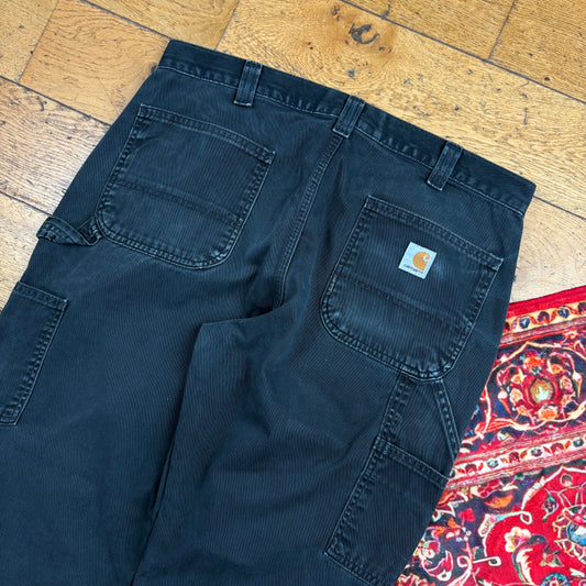 Vintage Carhartt Black Workwear Carpenter Baggy Trousers - 36