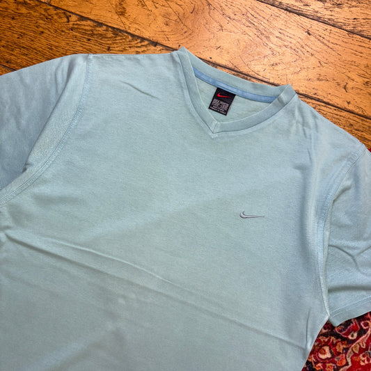 Vintage 00s Y2K Nike Blue Embroidered Swoosh T-Shirt - M
