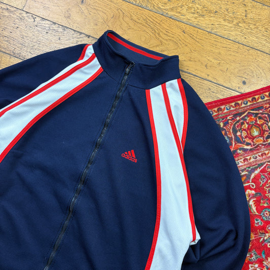 Vintage 90s Adidas Basketball Navy Zip Embroidered Sweatshirt - L