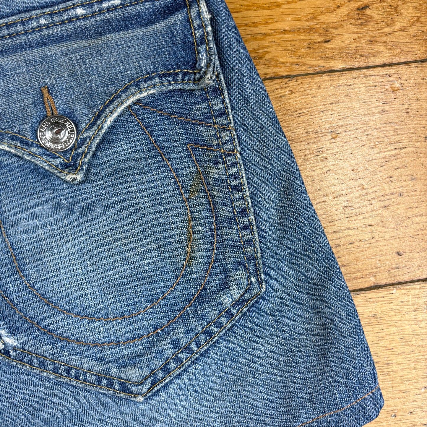 Vintage True Religion Blue Embroidered Y2K Shorts Jorts - 32