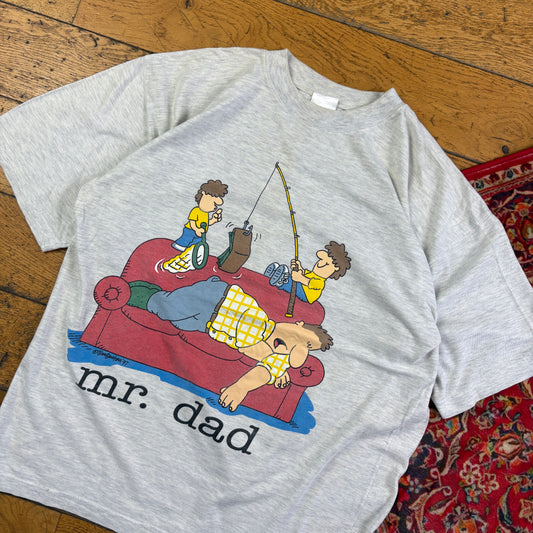 Vintage 1997 Mr Dad Funny Grey Single Stitch Graphic T-Shirt - L