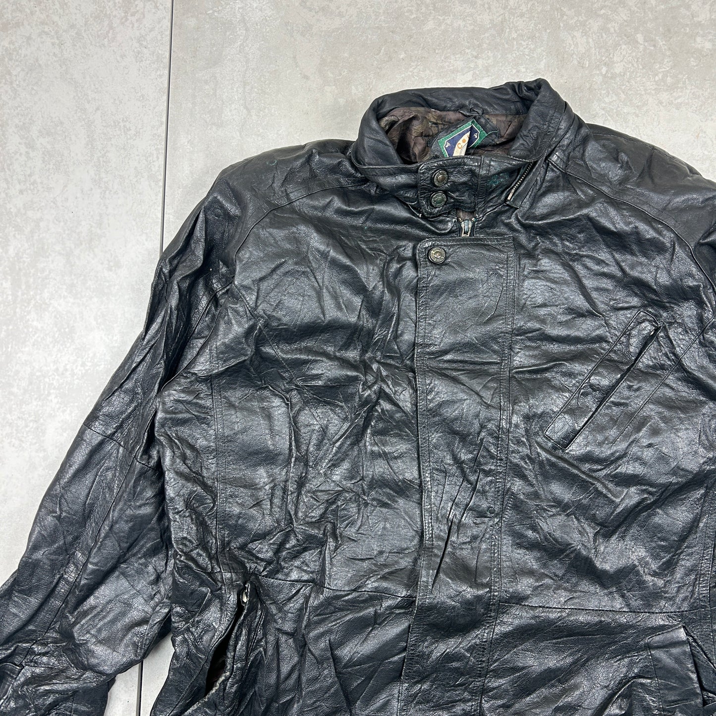 Vintage Aviator Pilot Flight Style Black Genuine Leather Bomber Jacket - L
