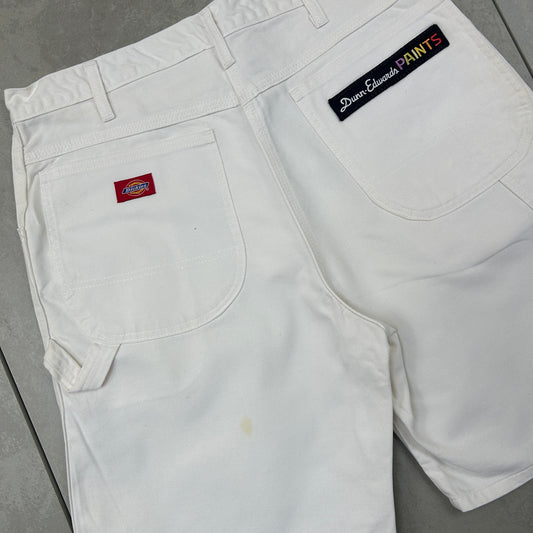 Vintage Dickies Workwear Carpenter White Baggy Shorts - 33