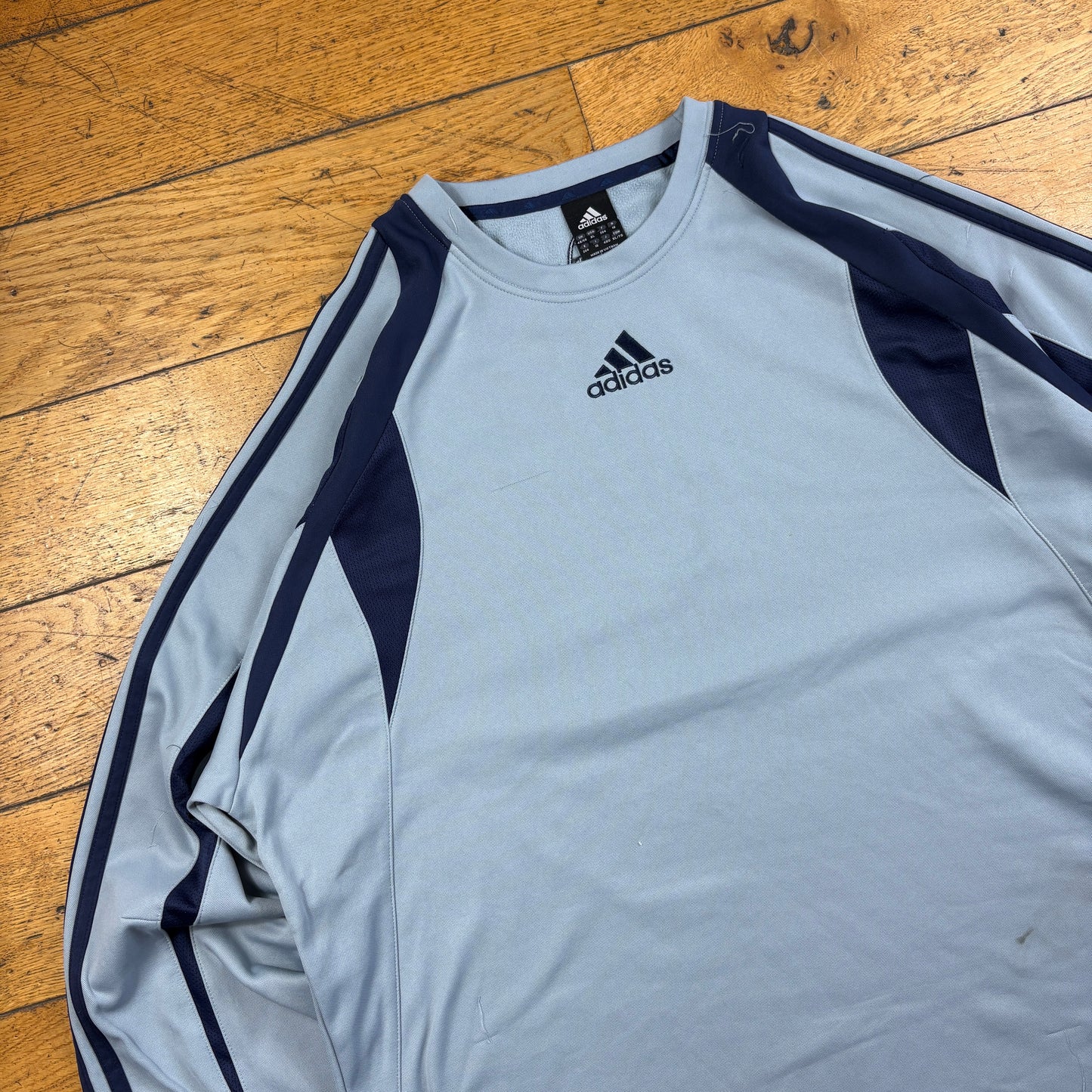 Vintage Adidas Long Sleeve Blue Lightweight Sweatshirt - XL