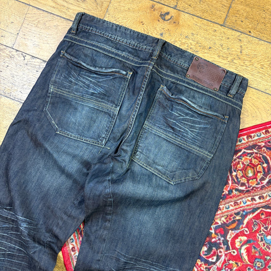 Vintage Blue Y2K Hip Hop Baggy Jeans - 38