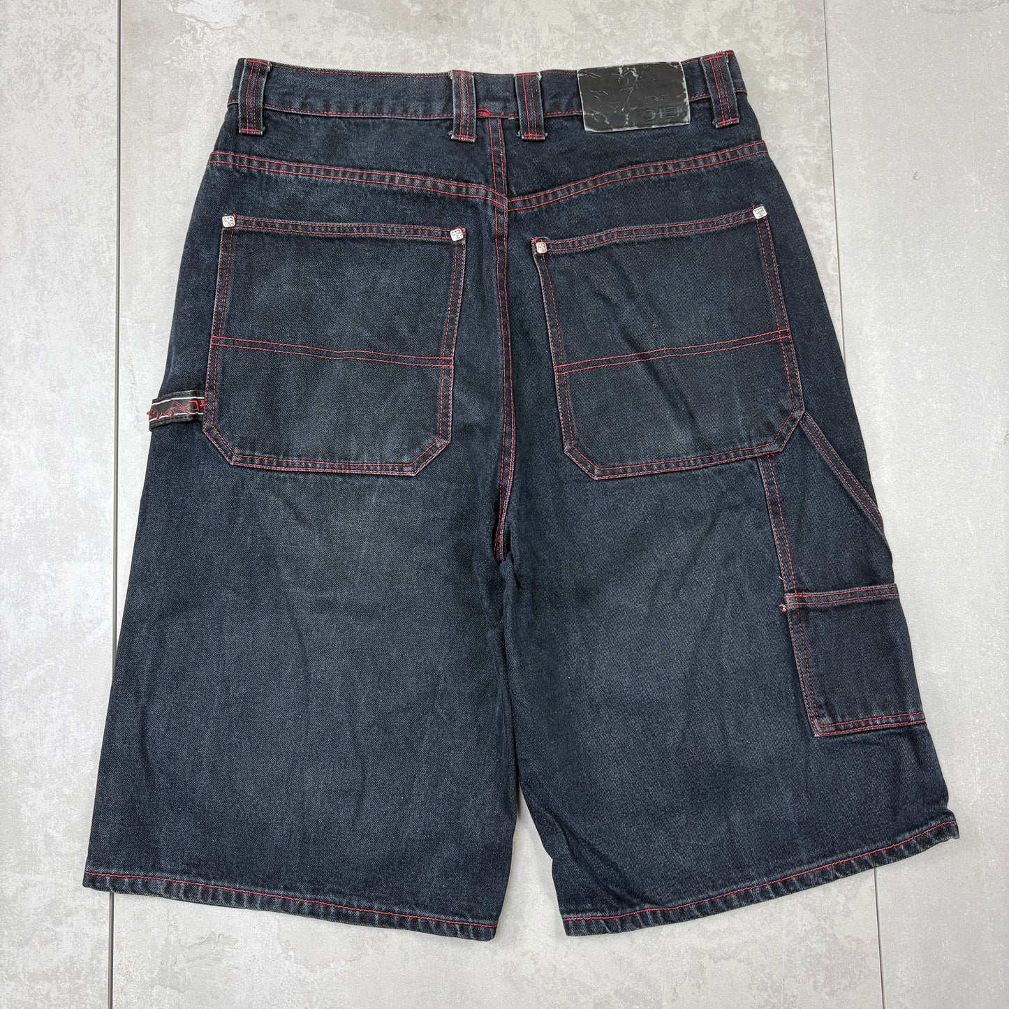 Vintage D Tek Embroidered Black Hip Hop Baggy Shorts Jorts - 34
