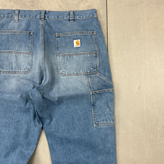 New Carhartt Double Knee Carpenter Baggy Blue Jeans - 36