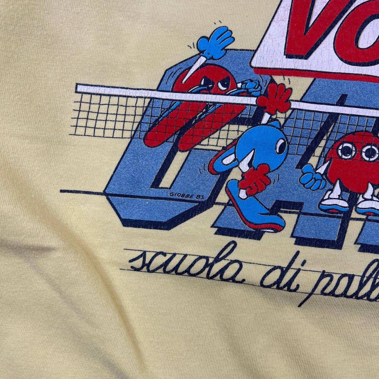 Vintage 1985 Kappa Yellow Graphic T-Shirt - S