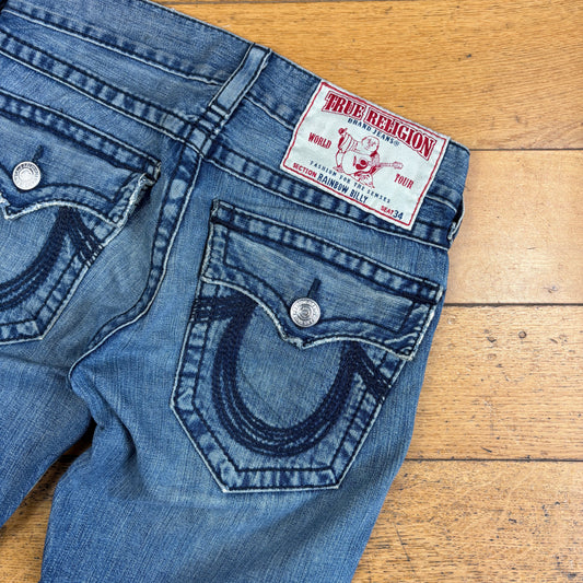 Vintage True Religion Blue Embroidered Y2K Shorts Jorts - 32