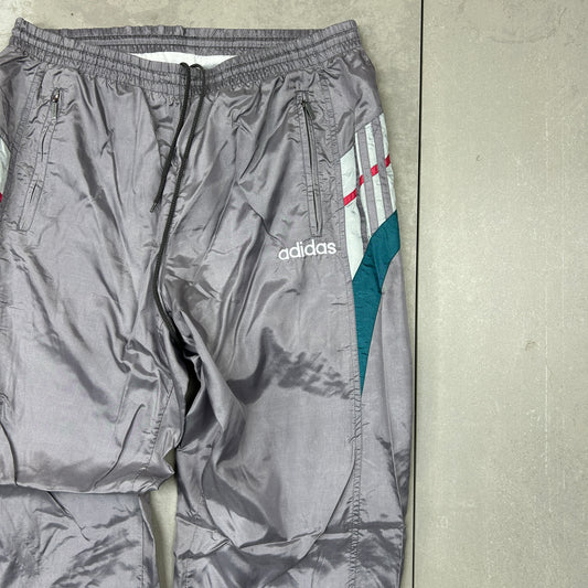Vintage Adidas Grey Baggy Tracksuit Sweatpants Track Pants Bottoms - L