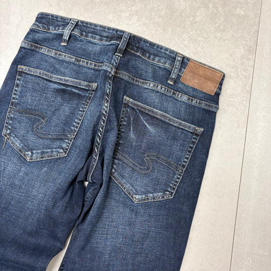 Vintage Embroidered Hip Hop Blue Jeans - 33