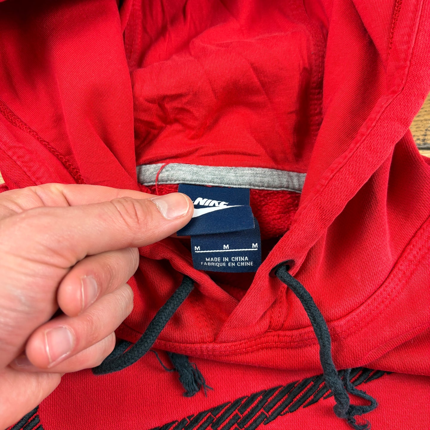 Vintage Nike Red Embroidered Hoodie Sweatshirt - M