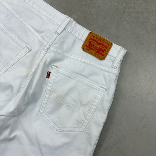 Vintage Levis 569 White Baggy Denim Shorts - 30