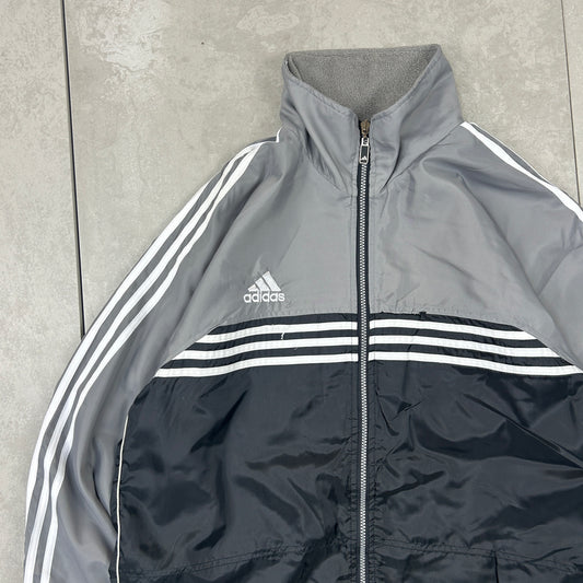 Vintage 00s Adidas Reversible Fleece Tracksuit Grey Shell Jacket - XL
