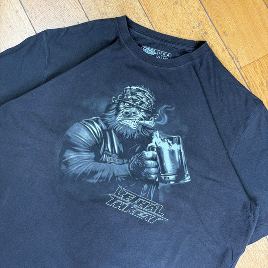 Vintage Lethal Threat Gorilla Beer Black Graphic T-Shirt - XXL