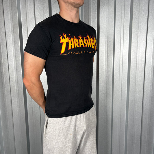 Thrasher Black Flames Skate Graphic T-Shirt - XS