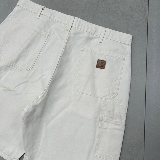 Vintage Carhartt Workwear Baggy Cream Carpenter Shorts - 38