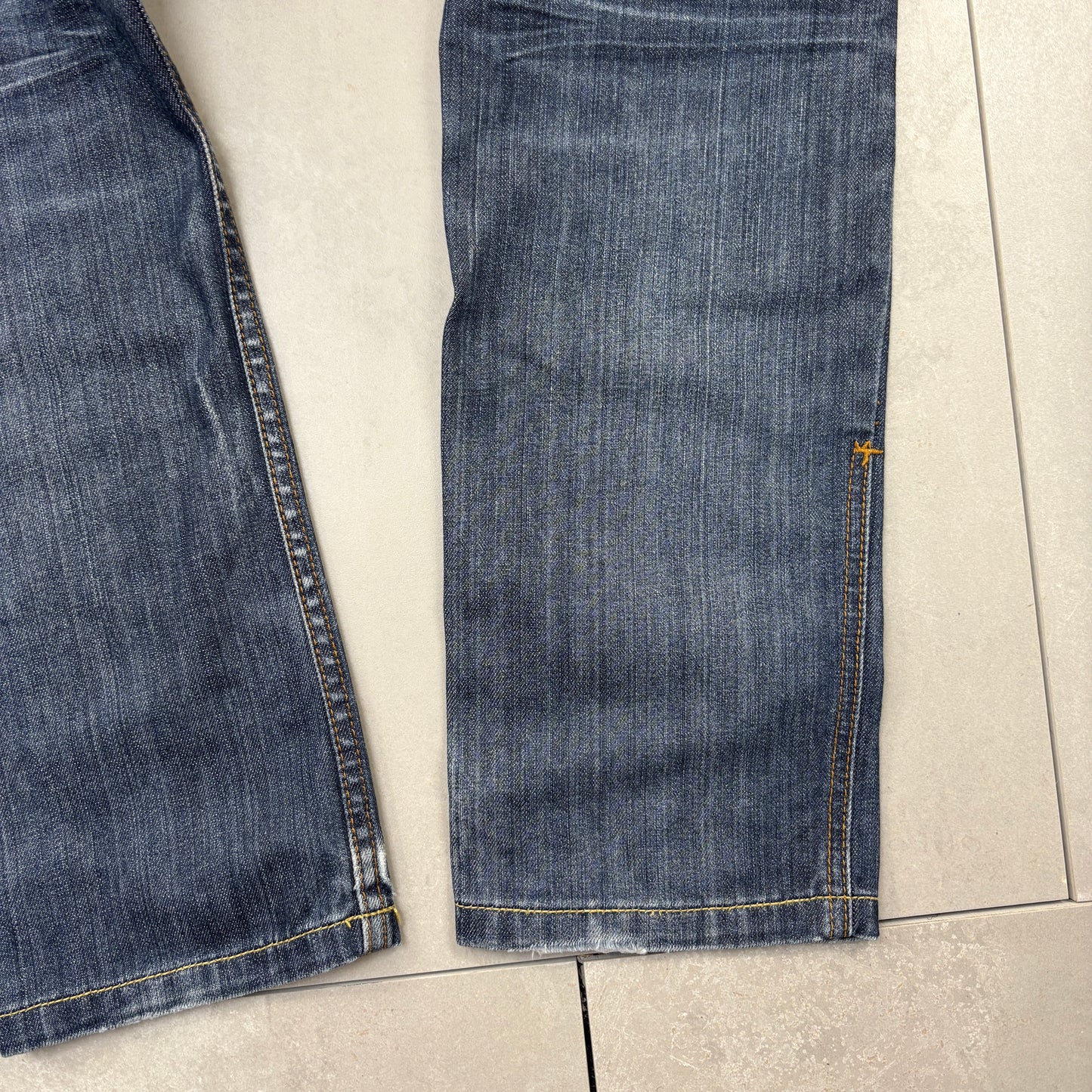 Vintage Embroidered Hip Hop Straight Blue Jeans - 32