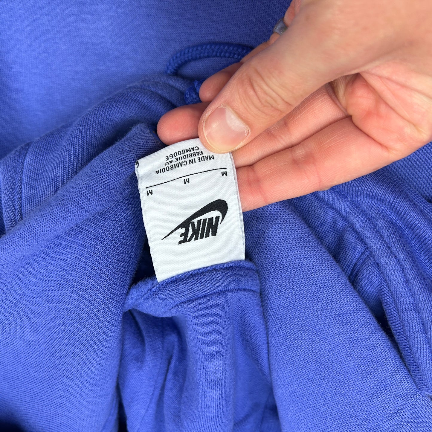 Vintage Nike Blue Centre Swoosh Embroidered Hoodie Sweatshirt - L