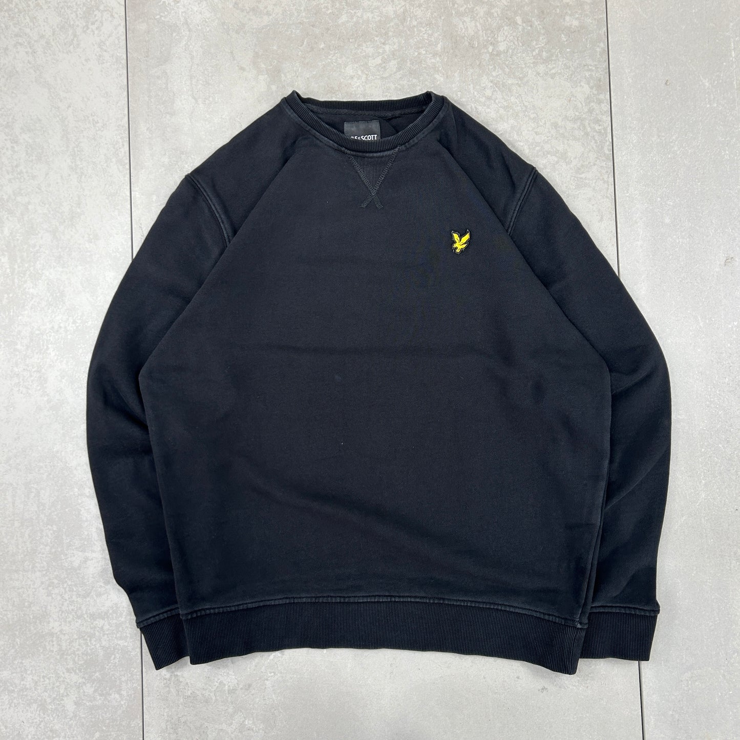 Vintage Lyle and Scott Black Embroidered Sweatshirt - L
