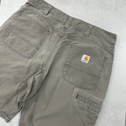 Vintage Carhartt Workwear Baggy Carpenter Green Khaki Shorts - 34