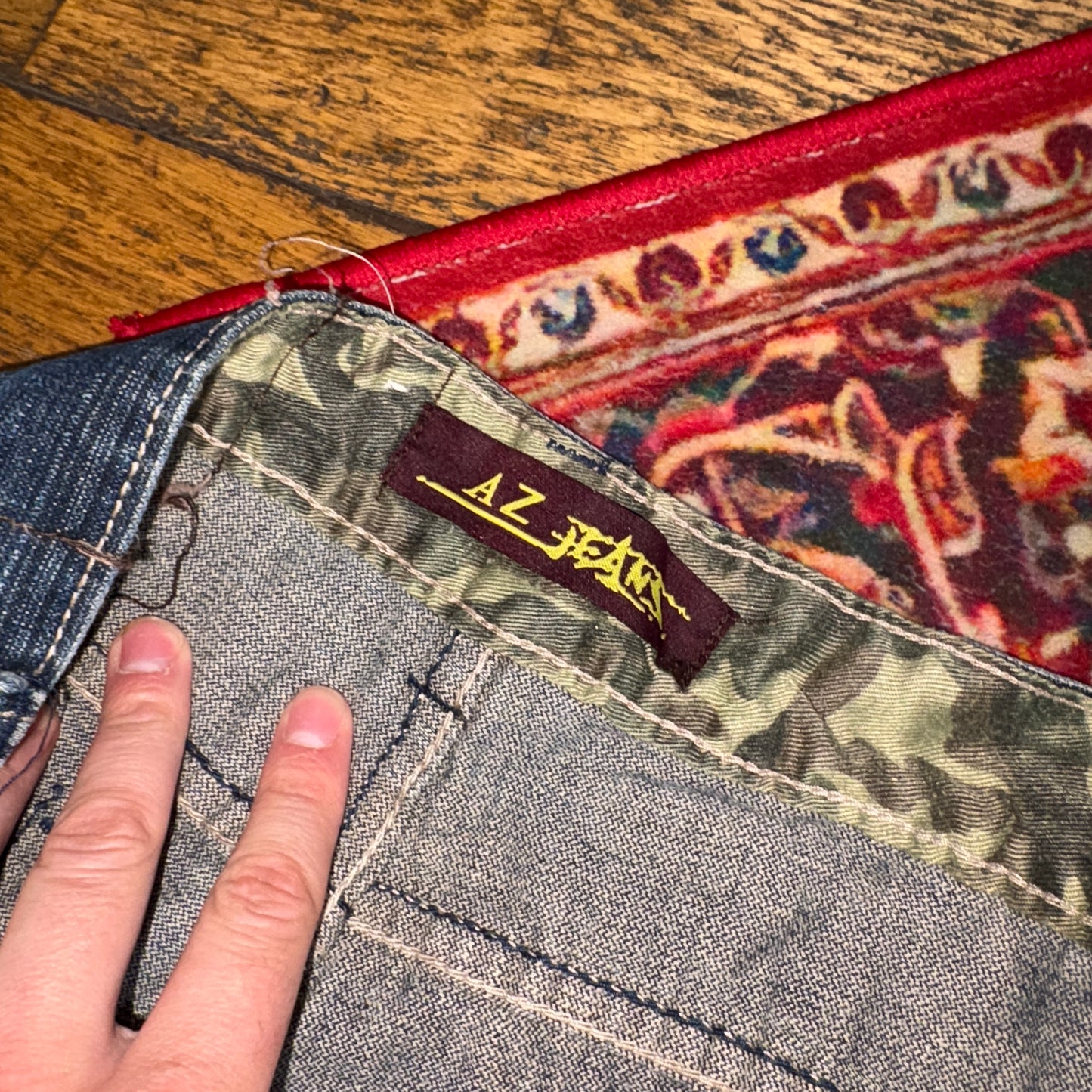 Vintage AZ Jeans Blue Embroidered Y2K Hip Hop Baggy Jeans Shorts Jorts - 32
