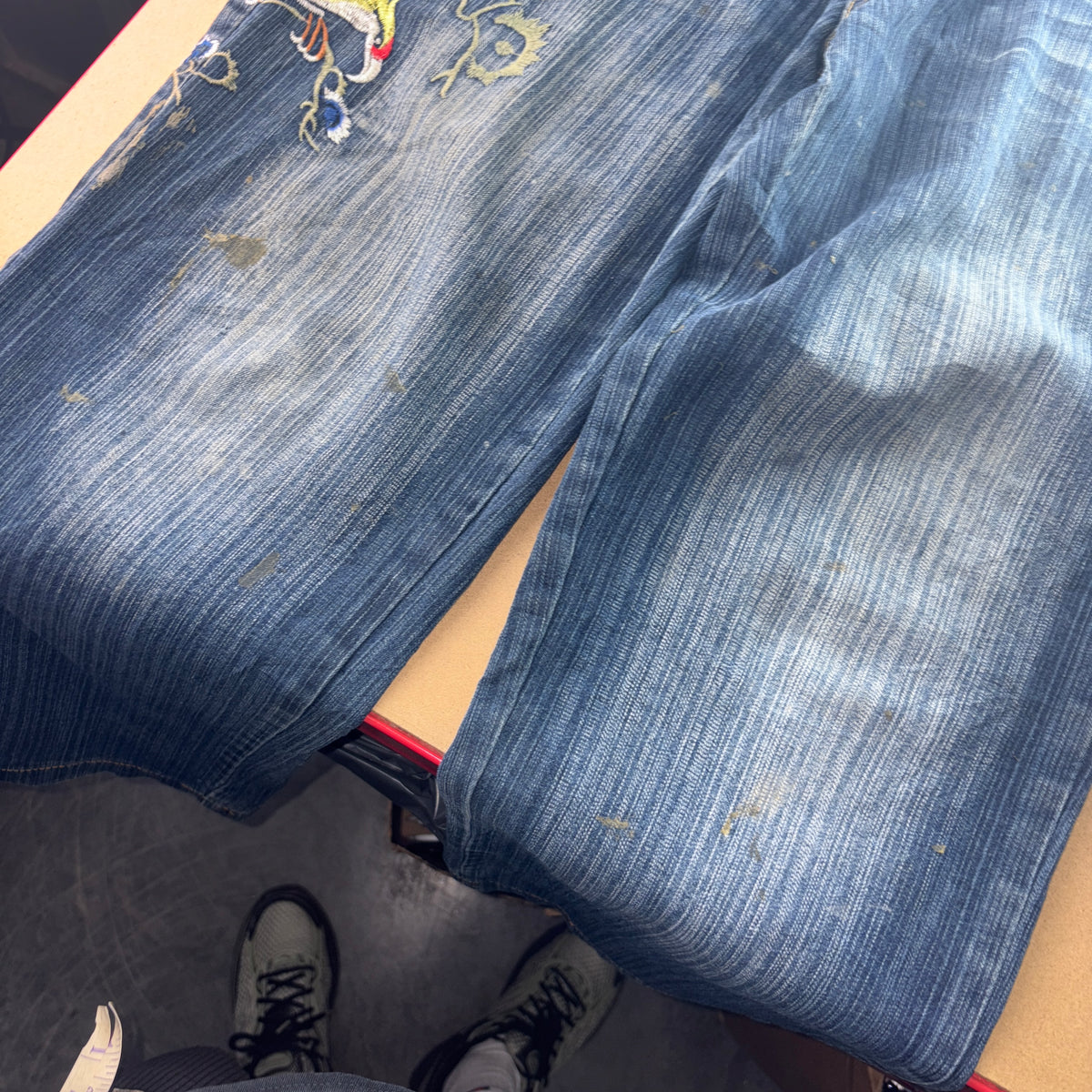 Embroidered Firebird Blue Eagle Japanese Denim Hip Hop Y2K Baggy Jeans - 30S