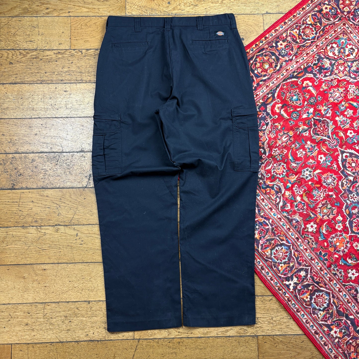 Vintage Dickies 874 Black Baggy Cargo Skate Trousers - 36